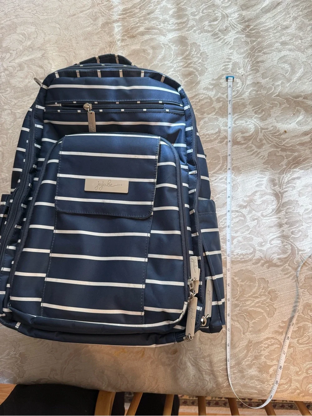 jujube Navy Striped Diaper Bag Backpack GUC
